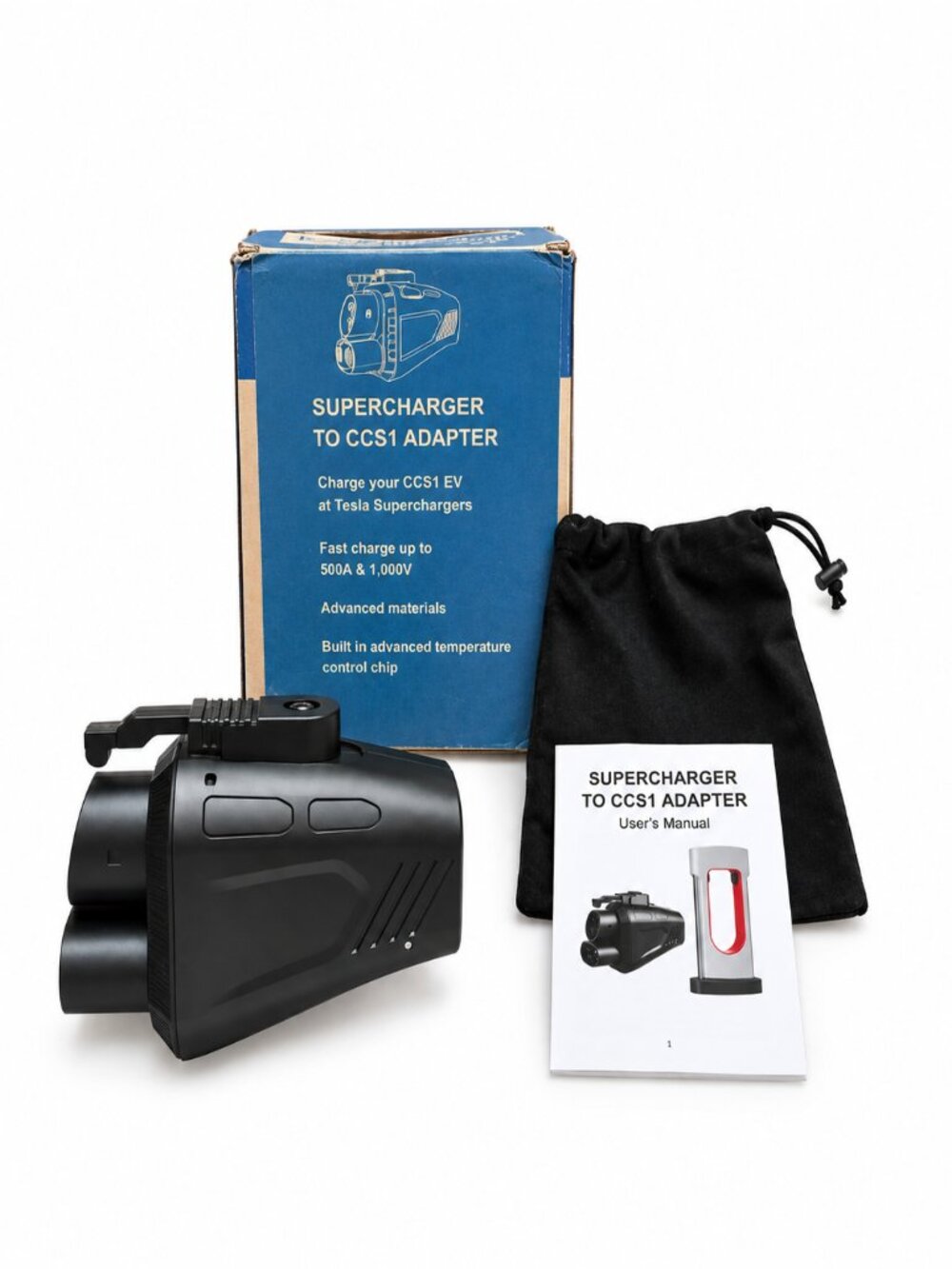 Tesla Supercharger to CCS1 EV Adapter 500A 1000V w/ Pouch & Manual